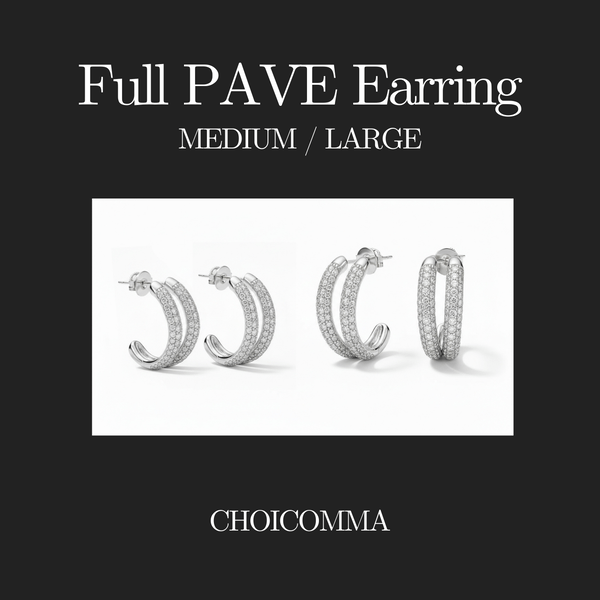 2라인 풀파베 FULL PAVE 듀얼 이어링