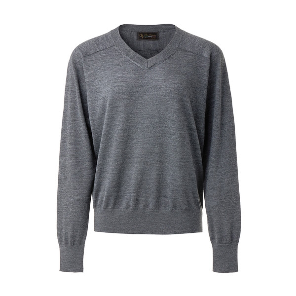 [BLACK LABEL]하이엔드 F/W 메리노울100 요크 디테일 브이넥 니트 / 멜란지 차콜